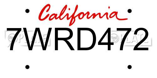 7WRD472 California License Plate