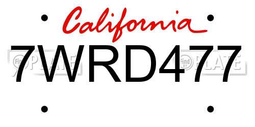 7WRD477 California License Plate