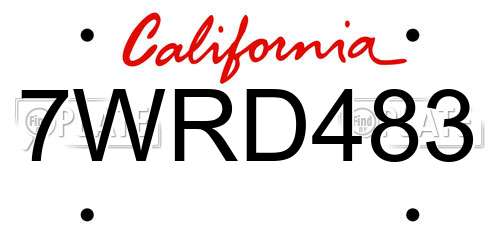 7WRD483 California License Plate