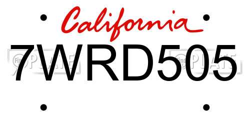 7WRD505 California License Plate