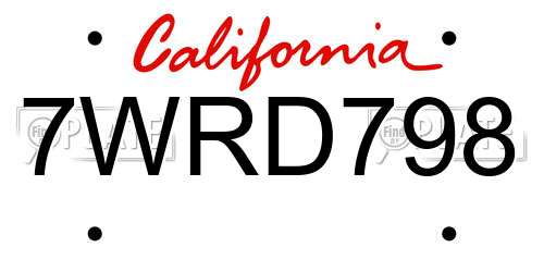 7WRD798 California License Plate