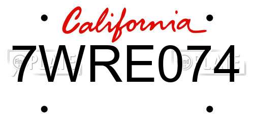 7WRE074 California License Plate