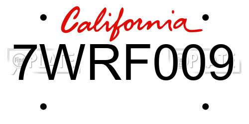 7WRF009 California License Plate