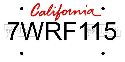 7WRF115 California License Plate