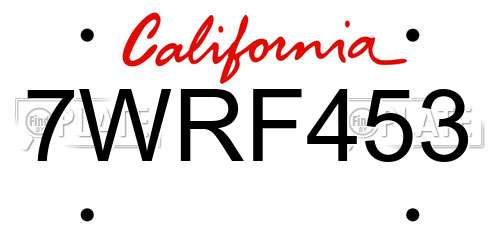 7WRF453 California License Plate