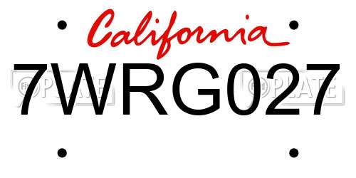 7WRG027 California License Plate