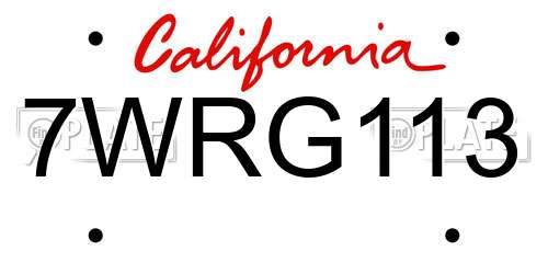 7WRG113 California License Plate