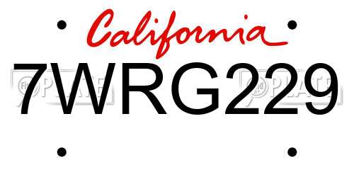 7WRG229 California License Plate