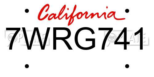 7WRG741 California License Plate