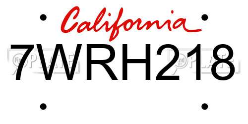 7WRH218 California License Plate