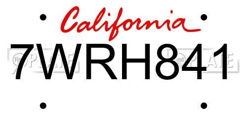 7WRH841 California License Plate