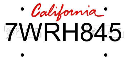 7WRH845 California License Plate