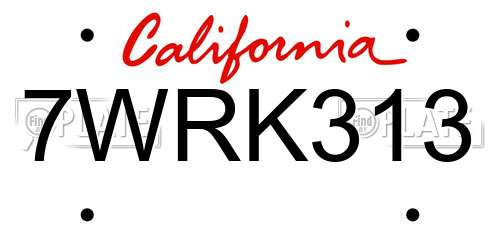 7WRK313 California License Plate