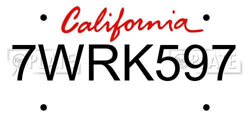 7WRK597 California License Plate