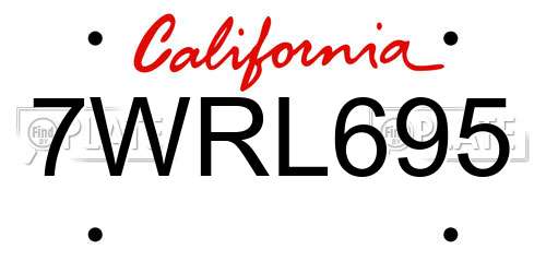 7WRL695 California License Plate