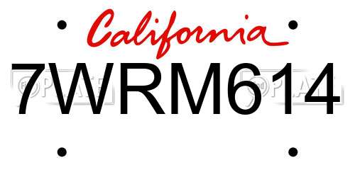 7WRM614 California License Plate