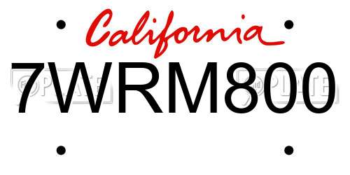 7WRM800 California License Plate