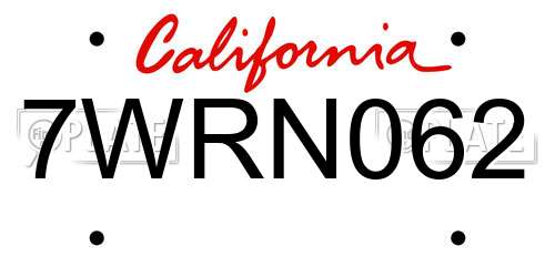 7WRN062 California License Plate