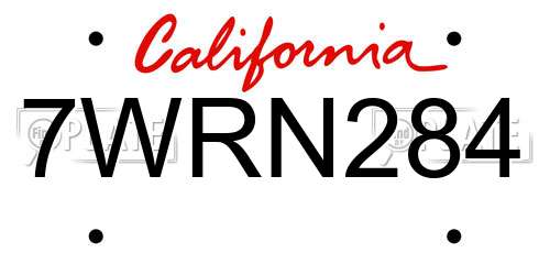 7WRN284 California License Plate