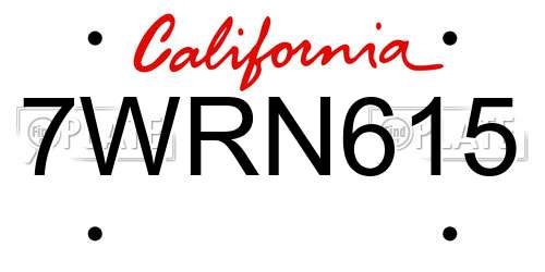 7WRN615 California License Plate