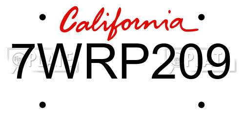 7WRP209 California License Plate