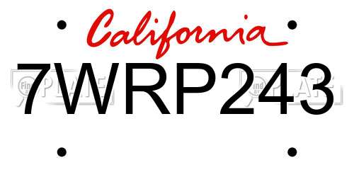7WRP243 California License Plate