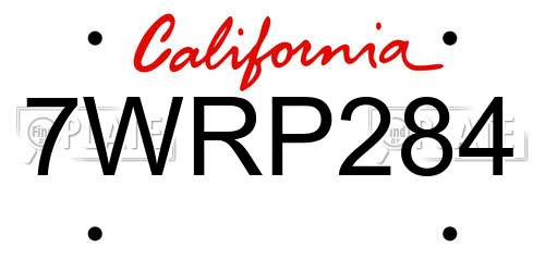7WRP284 California License Plate