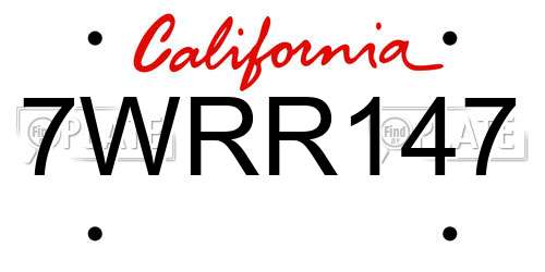 7WRR147 California License Plate