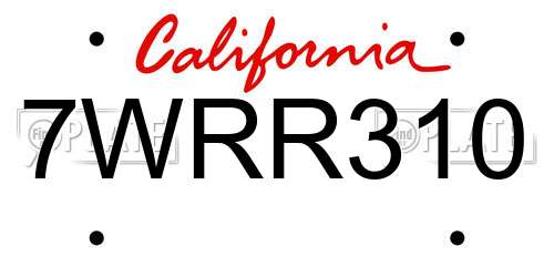 7WRR310 California License Plate