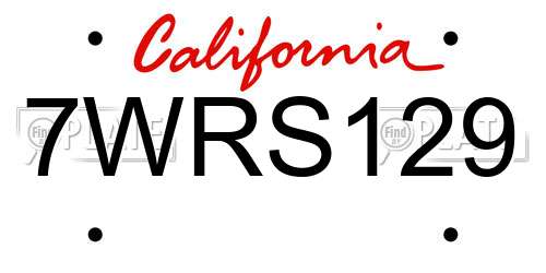 7WRS129 California License Plate