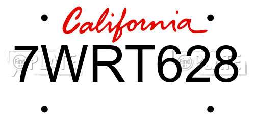 7WRT628 California License Plate