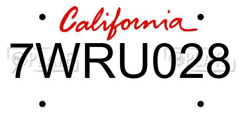 7WRU028 California License Plate