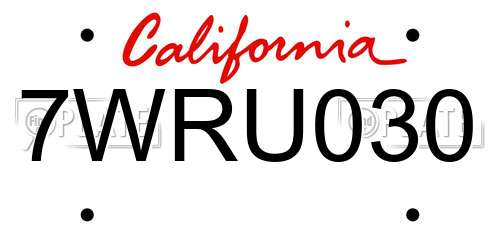 7WRU030 California License Plate