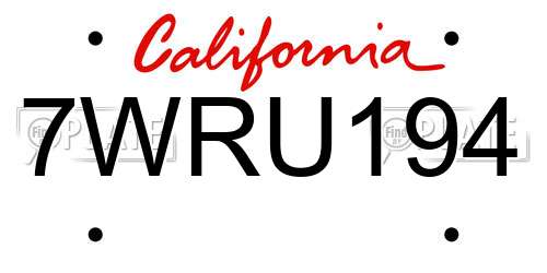 7WRU194 California License Plate