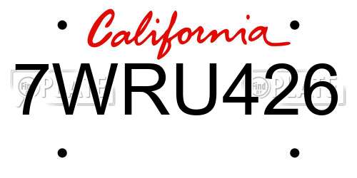7WRU426 California License Plate