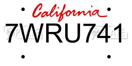 7WRU741 California License Plate