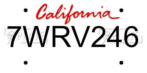 7WRV246 California License Plate