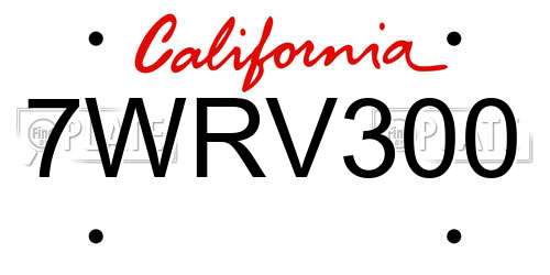 7WRV300 California License Plate