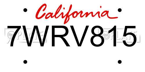 7WRV815 California License Plate