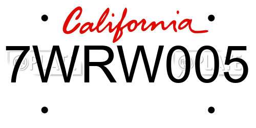 7WRW005 California License Plate