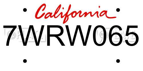 7WRW065 California License Plate