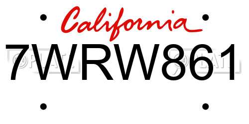 7WRW861 California License Plate