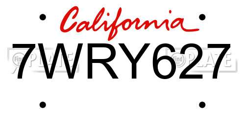 7WRY627 California License Plate