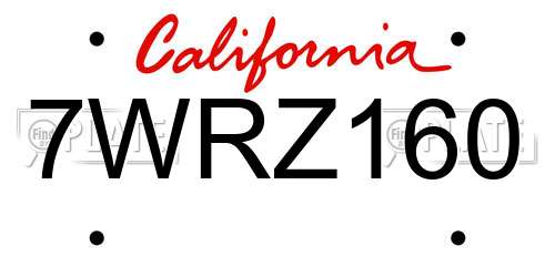 7WRZ160 California License Plate