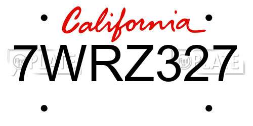 7WRZ327 California License Plate