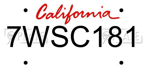 7WSC181 California License Plate