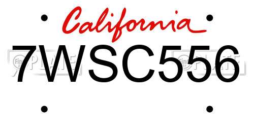 7WSC556 California License Plate