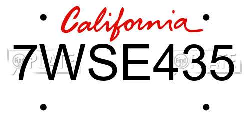 7WSE435 California License Plate