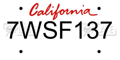 7WSF137 California License Plate