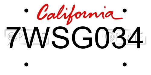 7WSG034 California License Plate
